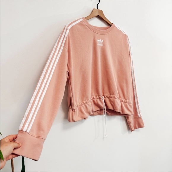 Adidas Pink Boxy Drawstring Sweatshirt with Long Sleeves - Large - Picture 12 of 12